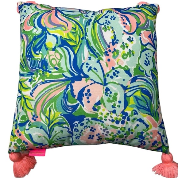 Lilly Pulitzer Pillow 16x16 Feline Good Throw Beach Floral Tropical Florida - Picture 3 of 5
